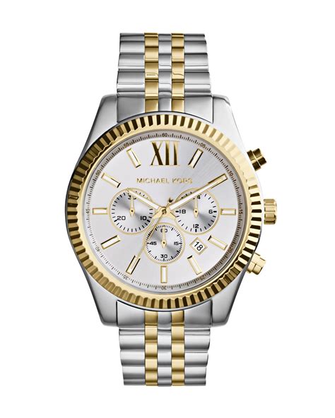 michael kors lexington 2 tone|michael kors leather watch.